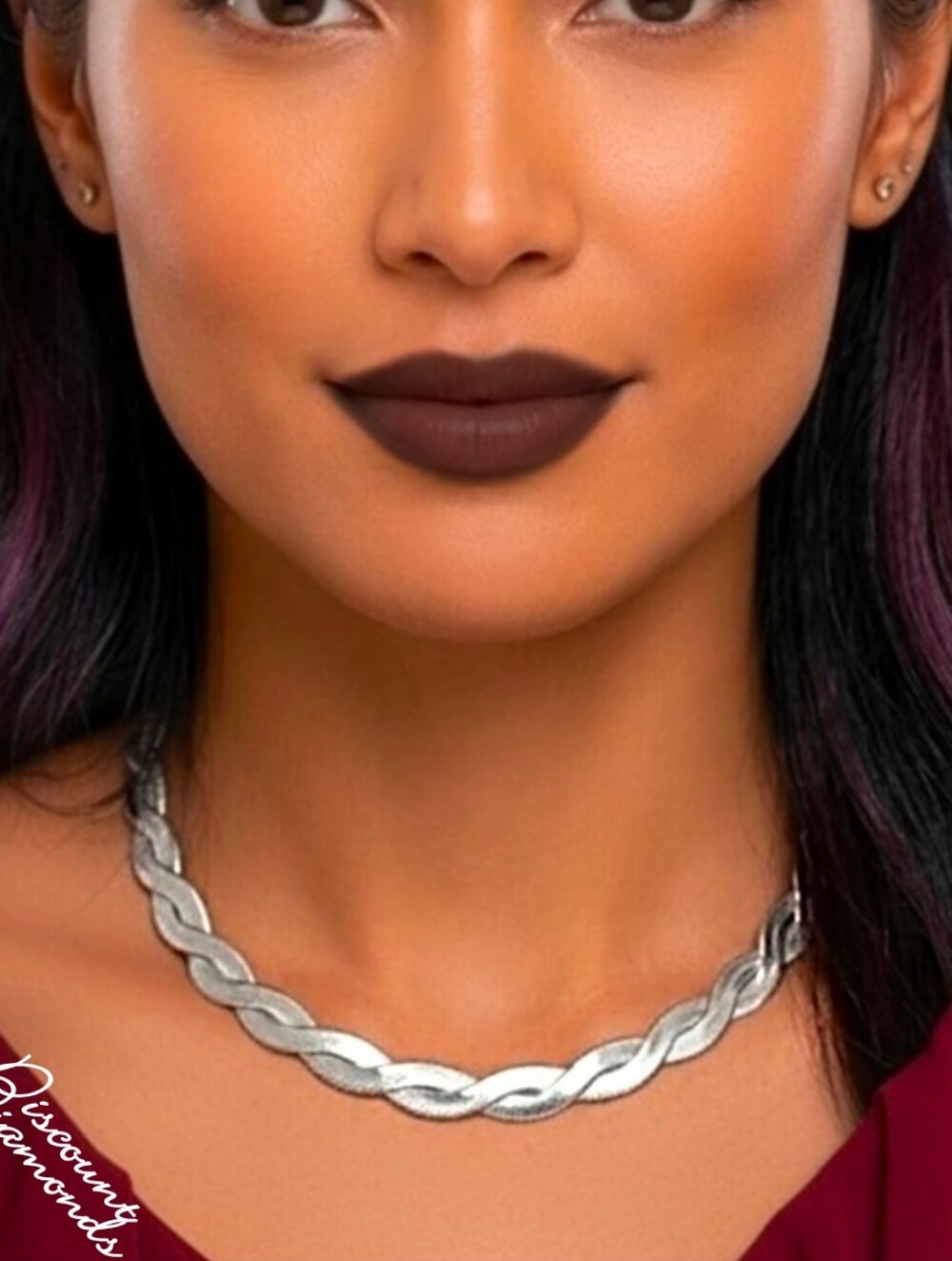 18K White Gold Plating on Double Stranded Silver Titanium Necklace